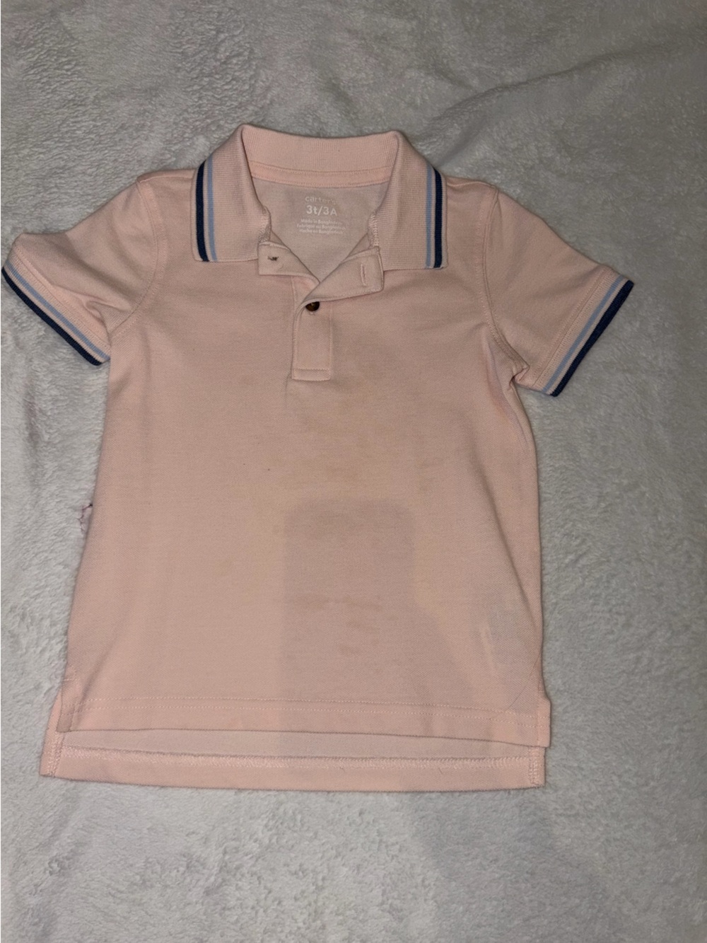 Carter's Light Pink Polo with Navy Trim
